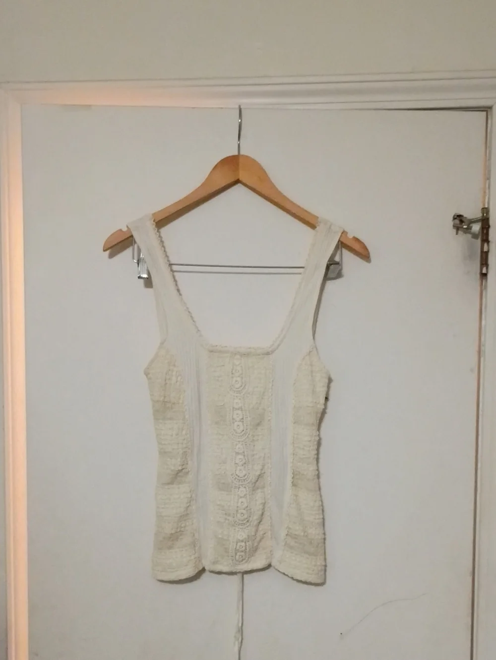 Free People Cream Ribbed Corset Back Lace-Up Tank Top - S